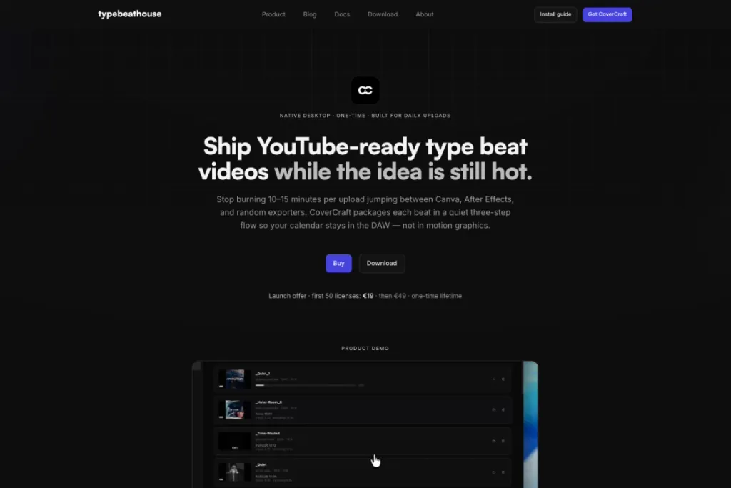 Anteprima del progetto «App desktop nativa per produttori musicali. Video YouTube-ready in pochi minuti.» realizzato per TypeBeatHouse Anteprima del progetto «App desktop nativa per produttori musicali. Video YouTube-ready in pochi minuti.» realizzato per TypeBeatHouse